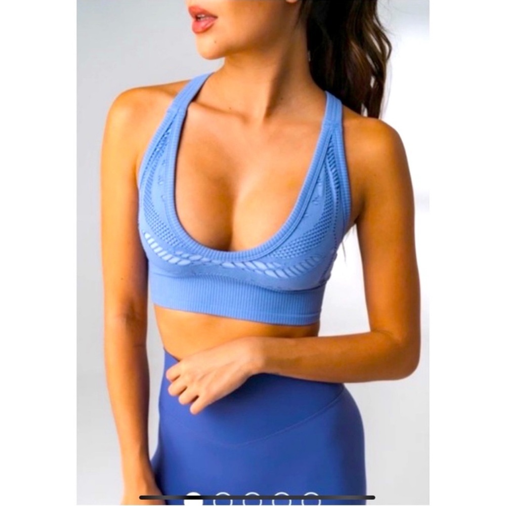 Balance Athletica/Vitality Tranquility Sky Blue Textured Sports Bra/Bralette